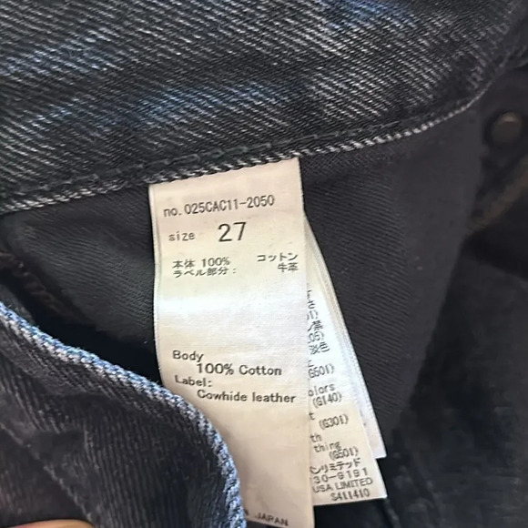 Moussy Vintage sz 27 black wash 100% cotton great pre owned condition raw edge - Picture 5 of 9
